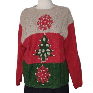 Liz Claiborne Elisabeth Hand Knit Chunky Christmas Sweater Jumper